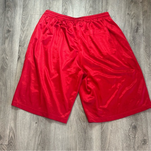 Vintage Barcode Shorts Mens XL Red Mesh New York Patch Basketball Russia Baggy - Picture 2 of 10